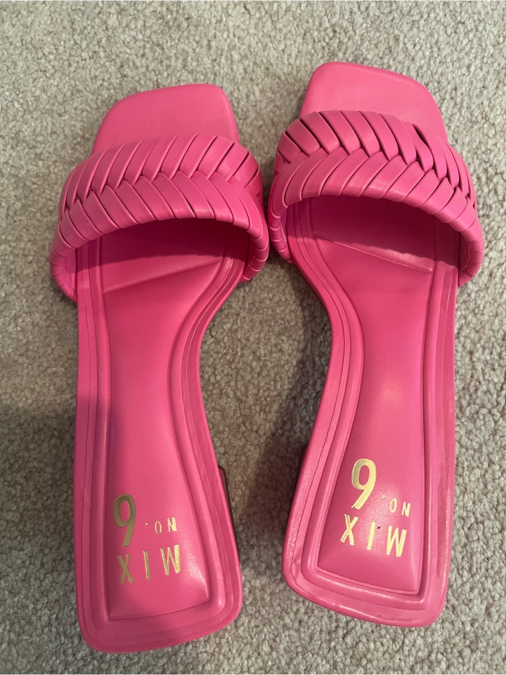 Mix No. 6 Hot Pink Braided Slide Sandals, NWOB, 9